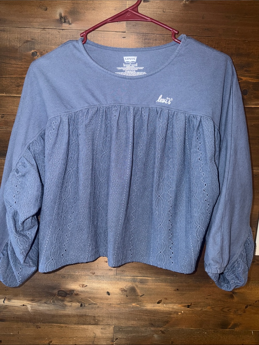 Levi's Girls 10-12 year Dusty Blue Lace-Panel Pullover Sweatshirt